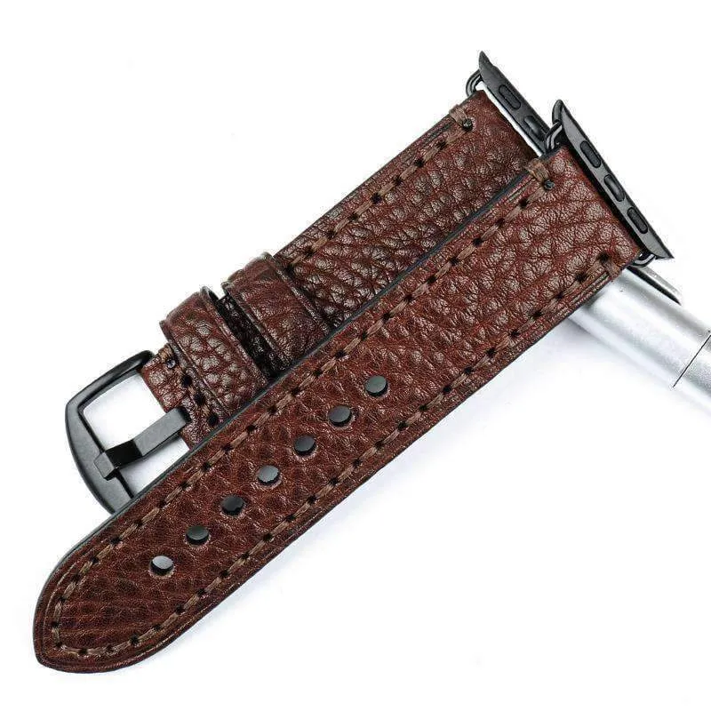 Genuine Cow Leather Strap w/ Adapter Series 7 6 5 Black Watchband