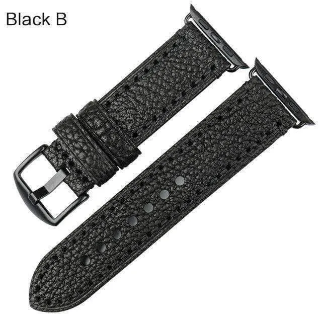 Genuine Cow Leather Strap w/ Adapter Series 7 6 5 Black Watchband