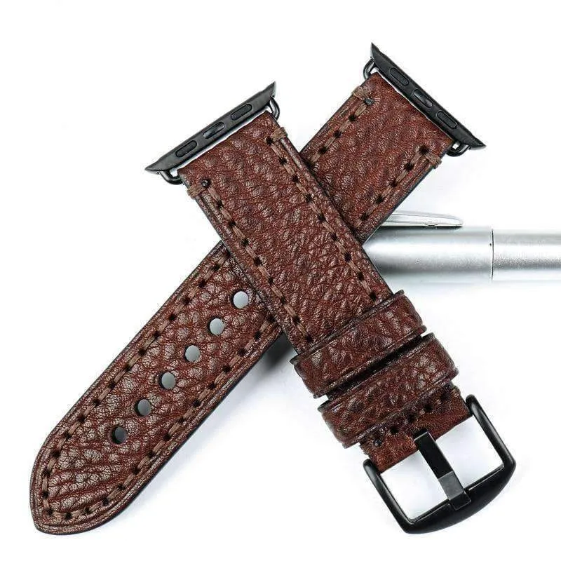 Genuine Cow Leather Strap w/ Adapter Series 7 6 5 Black Watchband