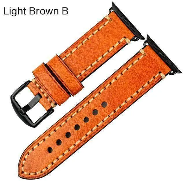 Genuine Cow Leather Strap w/ Adapter Series 7 6 5 Black Watchband