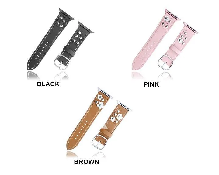 Genuine Leather Loop Nail Flower Strap W Adapter Connector Series