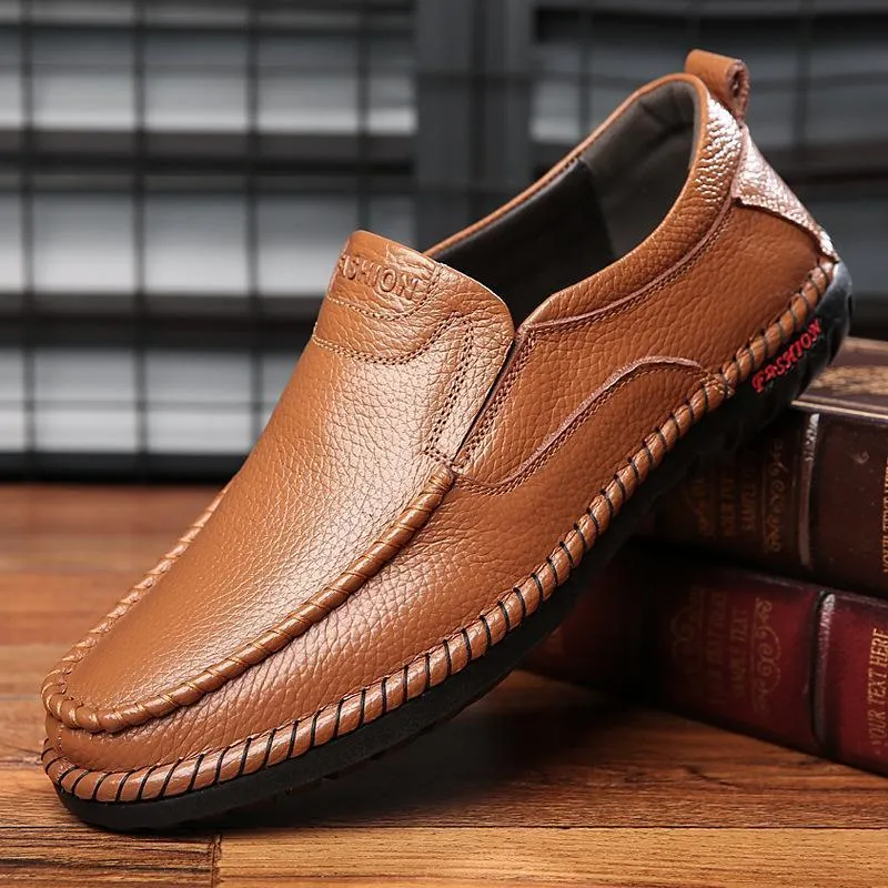 Handmade Genuine Leather Loafers Soft Casual Shoes for Men dress shoes Breathable Driving Shoes