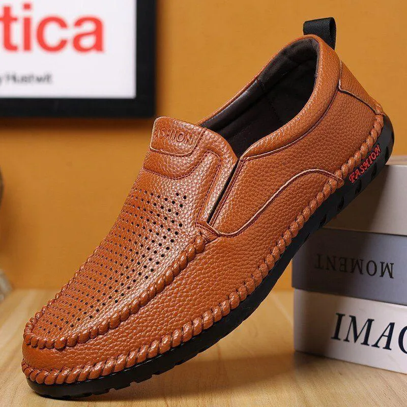 Handmade Genuine Leather Loafers Soft Casual Shoes for Men dress shoes Breathable Driving Shoes