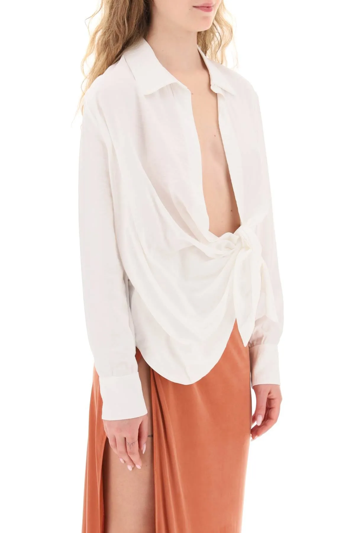 Jacquemus bahia tied-sash blouse