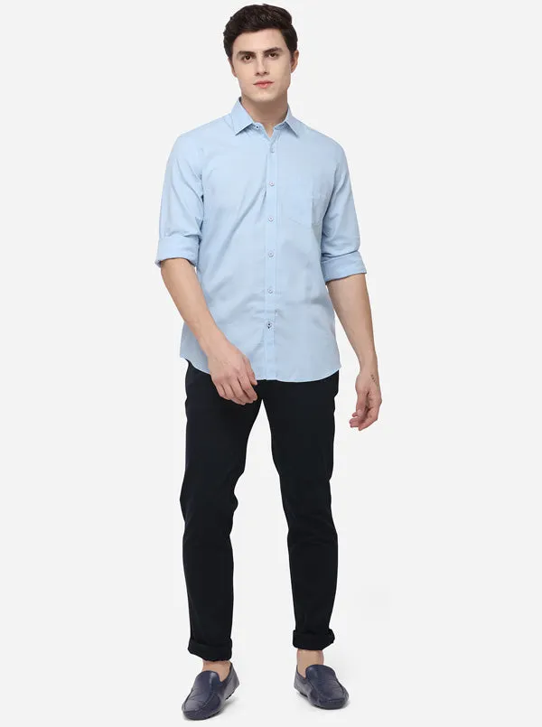 Light Blue Smart Fit Solid Casual Shirt | Greenfibre