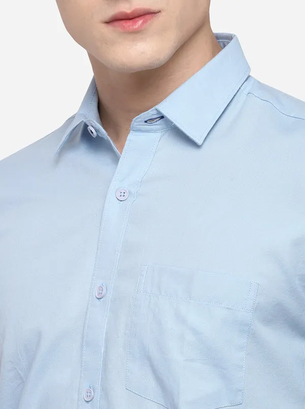 Light Blue Smart Fit Solid Casual Shirt | Greenfibre