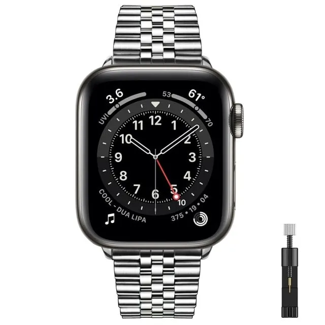 Luxury Apple Watch mens Band, Premium Steel fit Ultra 8 7 6 41 45 49mm