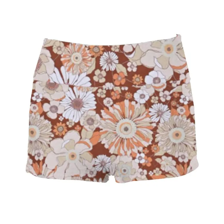 Maka-Hou Women Highcut Water Shorts-RETRO FLOWER (Japanese Brand)