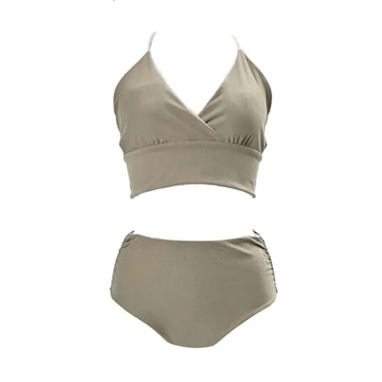 Maka-Hou Women Reversible Bikini-BEIGE LEAF (Japanese Brand)