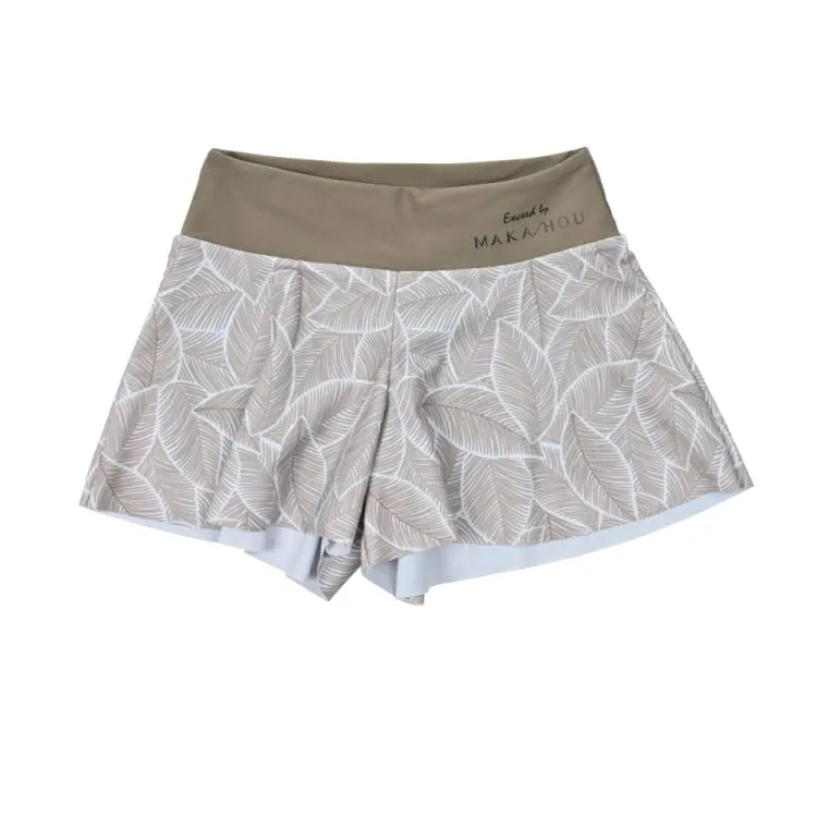 Maka-Hou Women Summer Shorts-BEIGE LEAF (Japanese Brand)