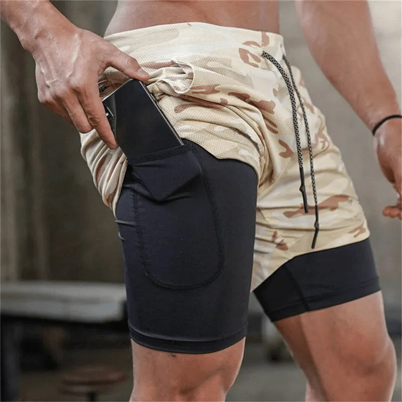 Male Double-Deck Running Shorts with Pockets / Quick Dry Gym Clothes - SF0939