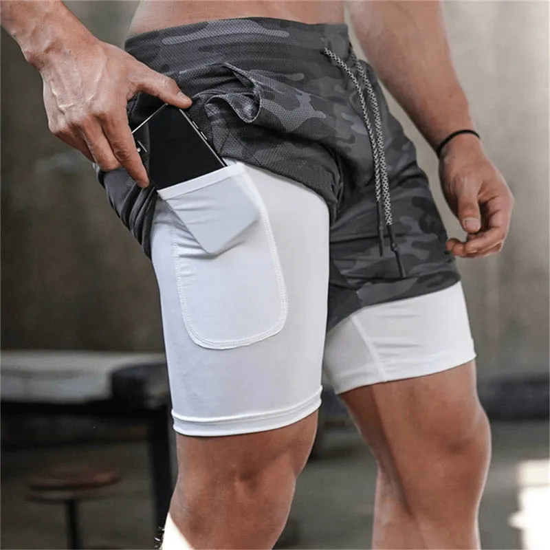 Male Double-Deck Running Shorts with Pockets / Quick Dry Gym Clothes - SF0939