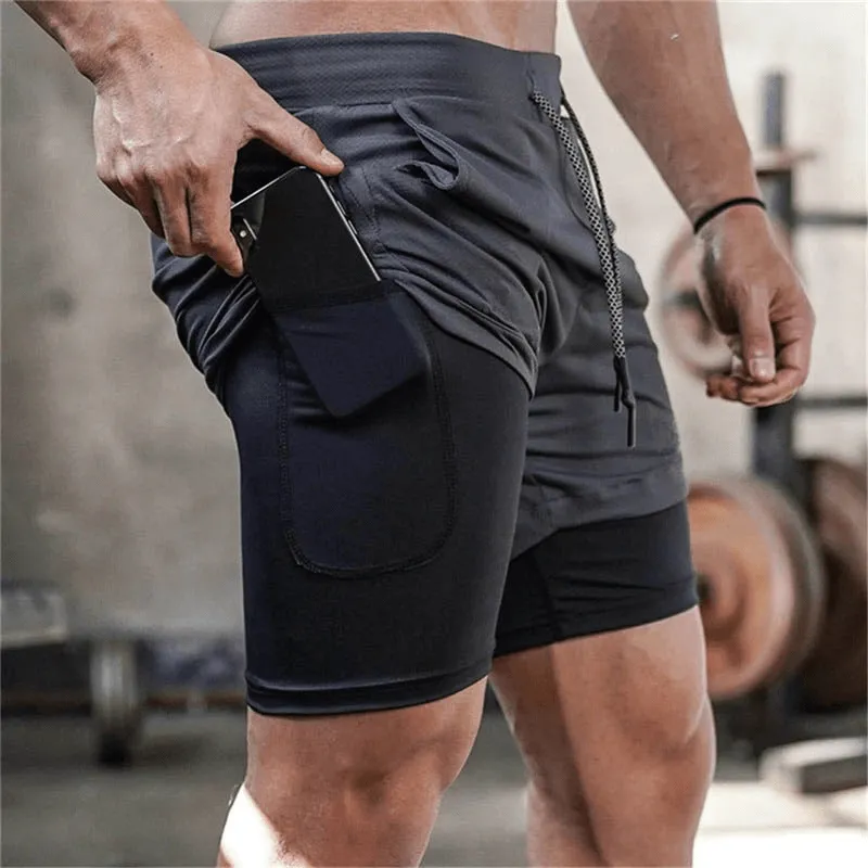 Male Double-Deck Running Shorts with Pockets / Quick Dry Gym Clothes - SF0939