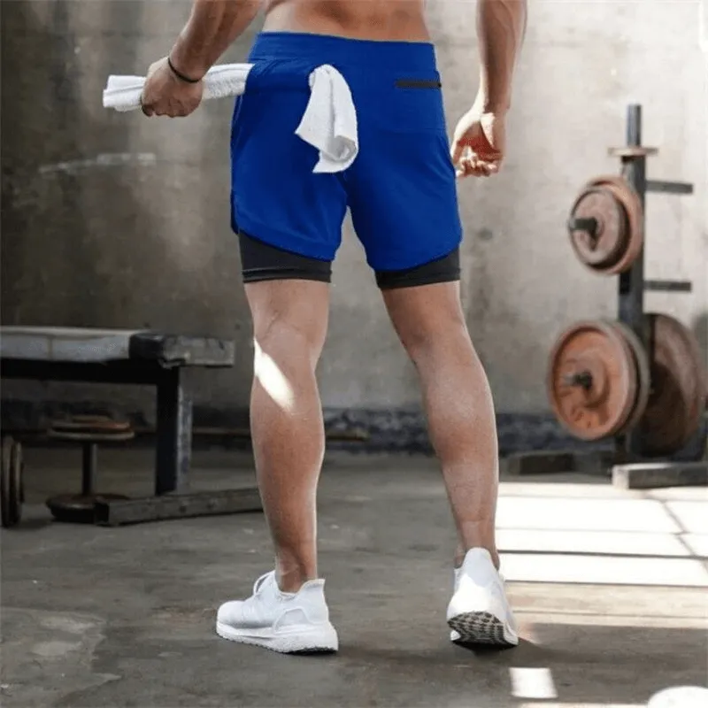 Male Double-Deck Running Shorts with Pockets / Quick Dry Gym Clothes - SF0939