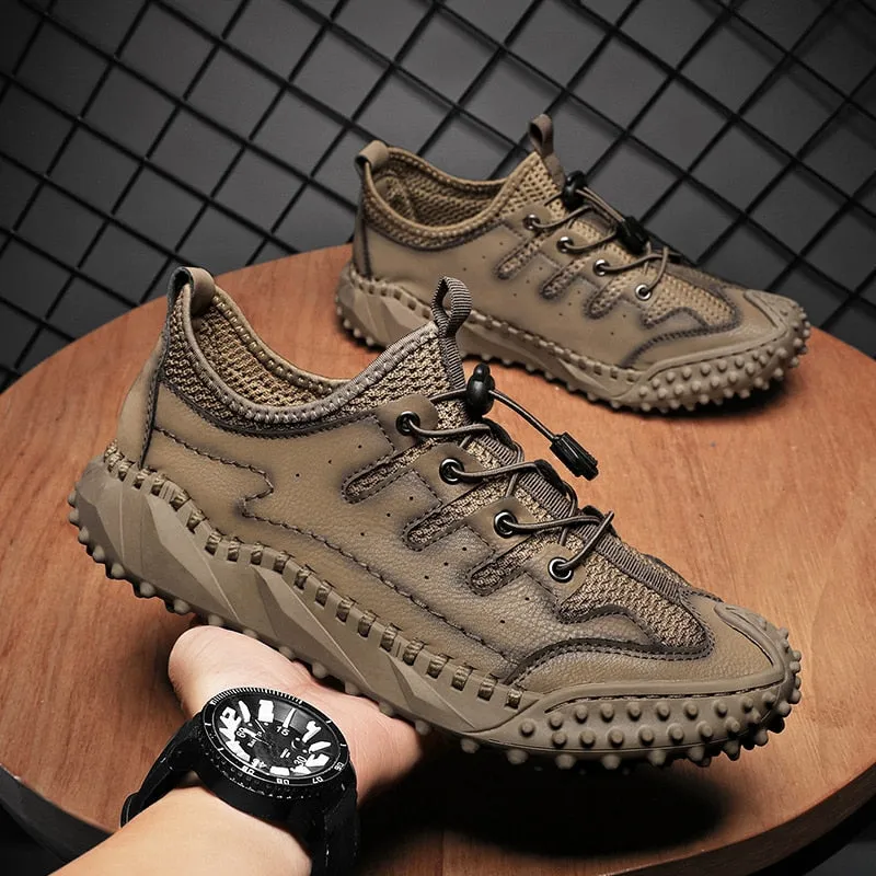 Men Casual Shoes Lace Up Summer Men Sneakers Breathable Mens Loafers Moccasins Luxury Brand Mesh Mens Low Shoes Big Size 38-46