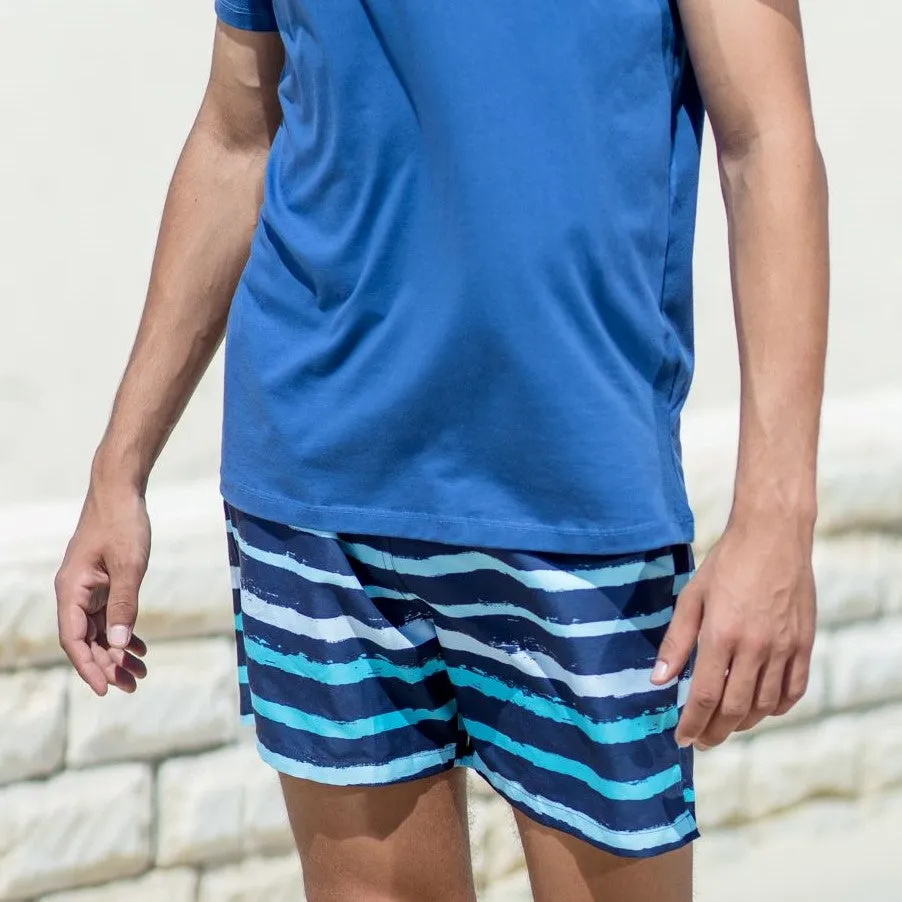 Men summer swimwear Blue stripes