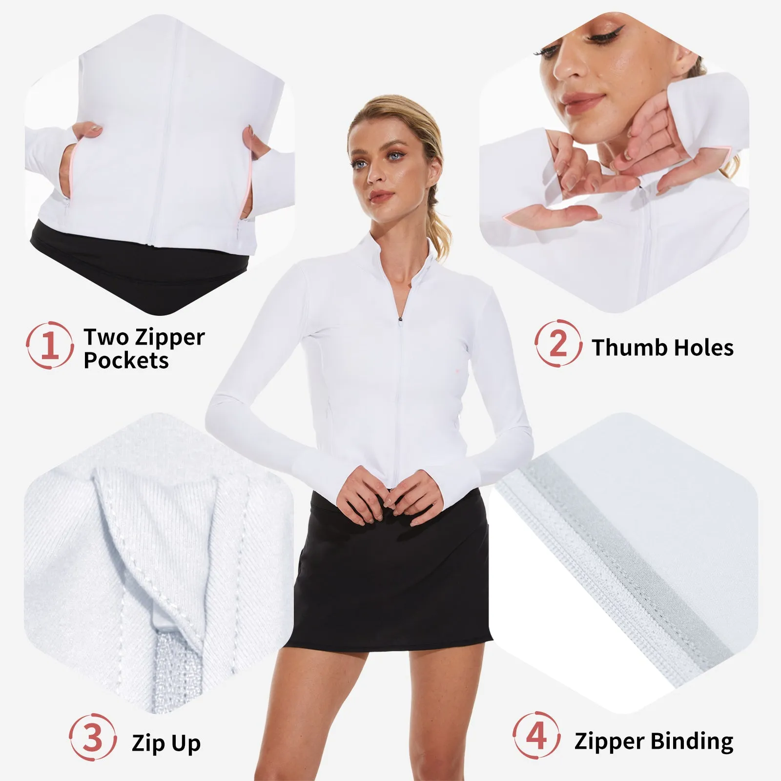 MOTEEPI Thumb Holes Cropped Jackets for Women Running