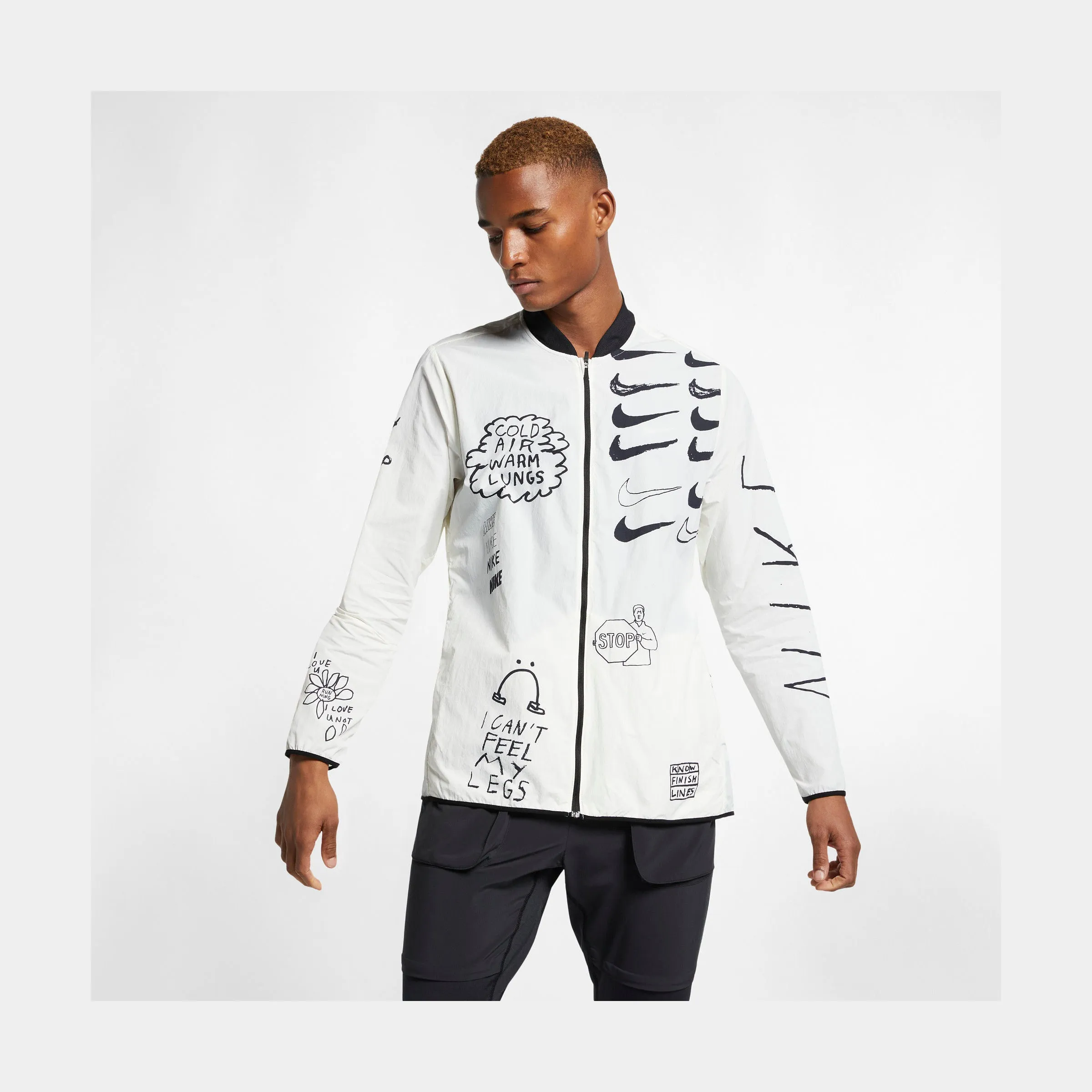 Nathan Bell Printed Running Mens Jacket (White)