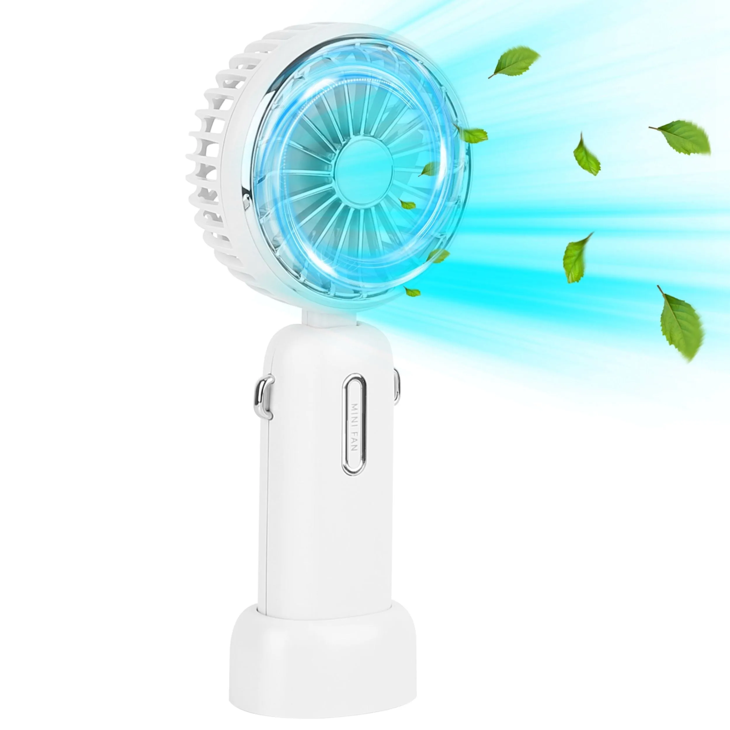 Pocket Personal Fan: Rechargeable, Quiet, 3 Speeds, Portable Handheld with Removable Base