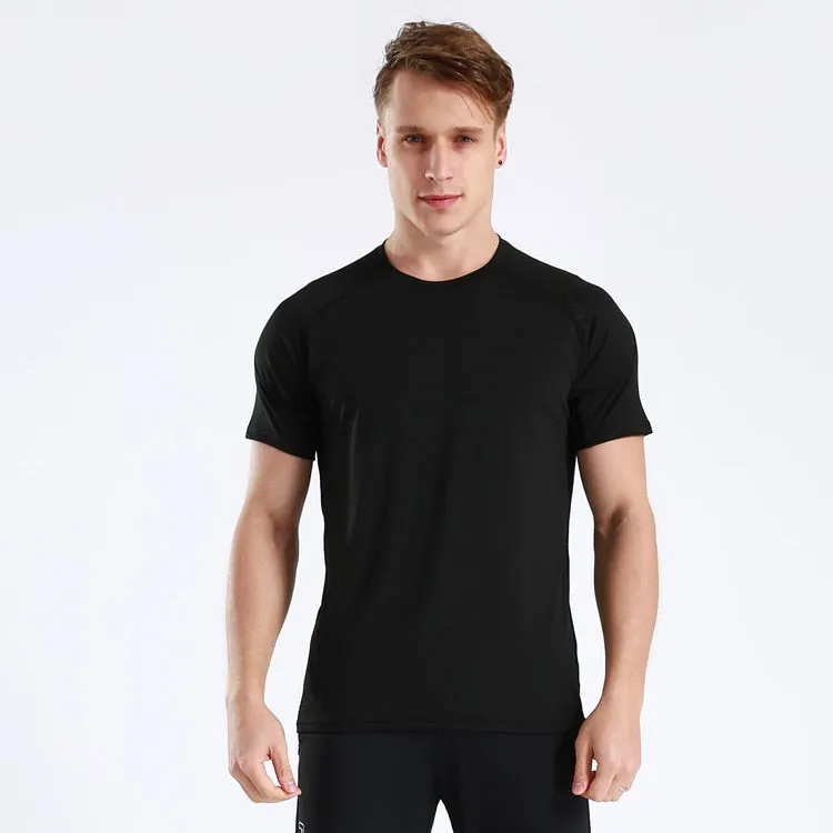 Quick Dry Men Running T-Shirts Gym Fitness Workout Jogging Sports Short Sleeve Top Compression Sportswear Male Jersey Breathable