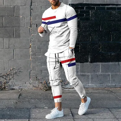 Round Neck Long Sleeve T-shirt Trousers Suit Men