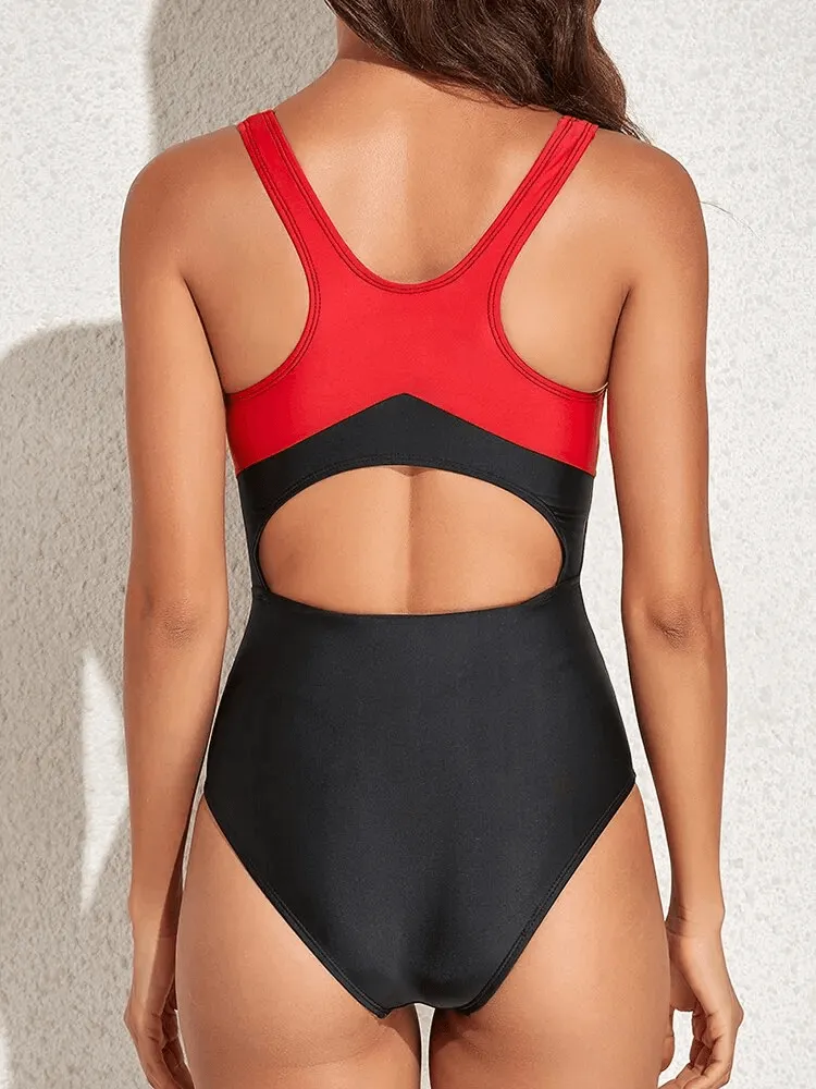 Sexy One-Piece Patchwork Swimsuit for Women - SF1720