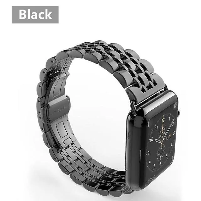 Silver Two Tone links Metal Apple Watch Band Men's Steel Strap