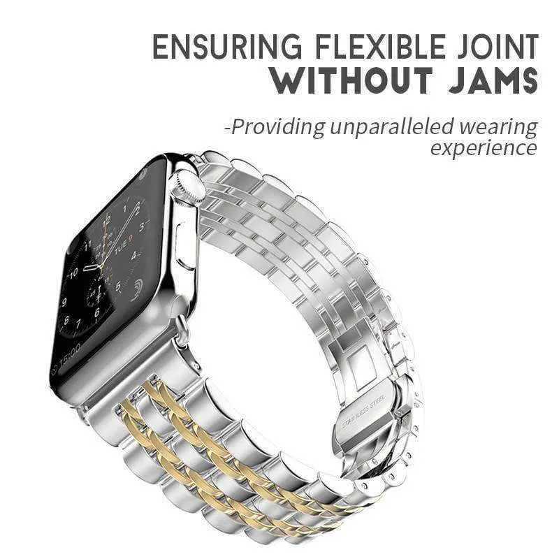 Silver Two Tone links Metal Apple Watch Band Men's Steel Strap