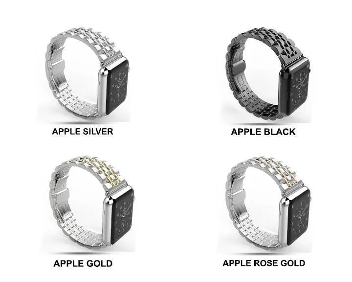 Silver Two Tone links Metal Apple Watch Band Men's Steel Strap