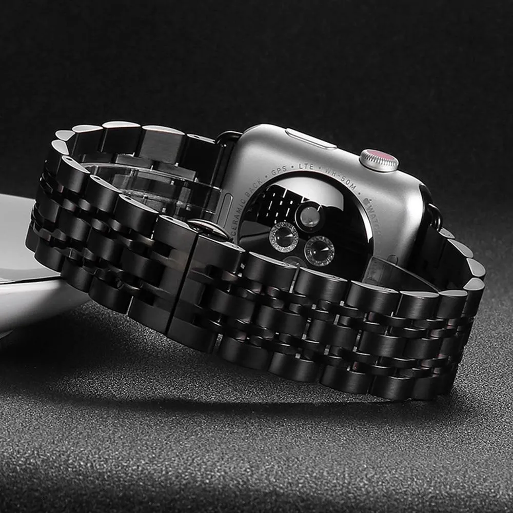 Silver Two Tone links Metal Apple Watch Band Men's Steel Strap