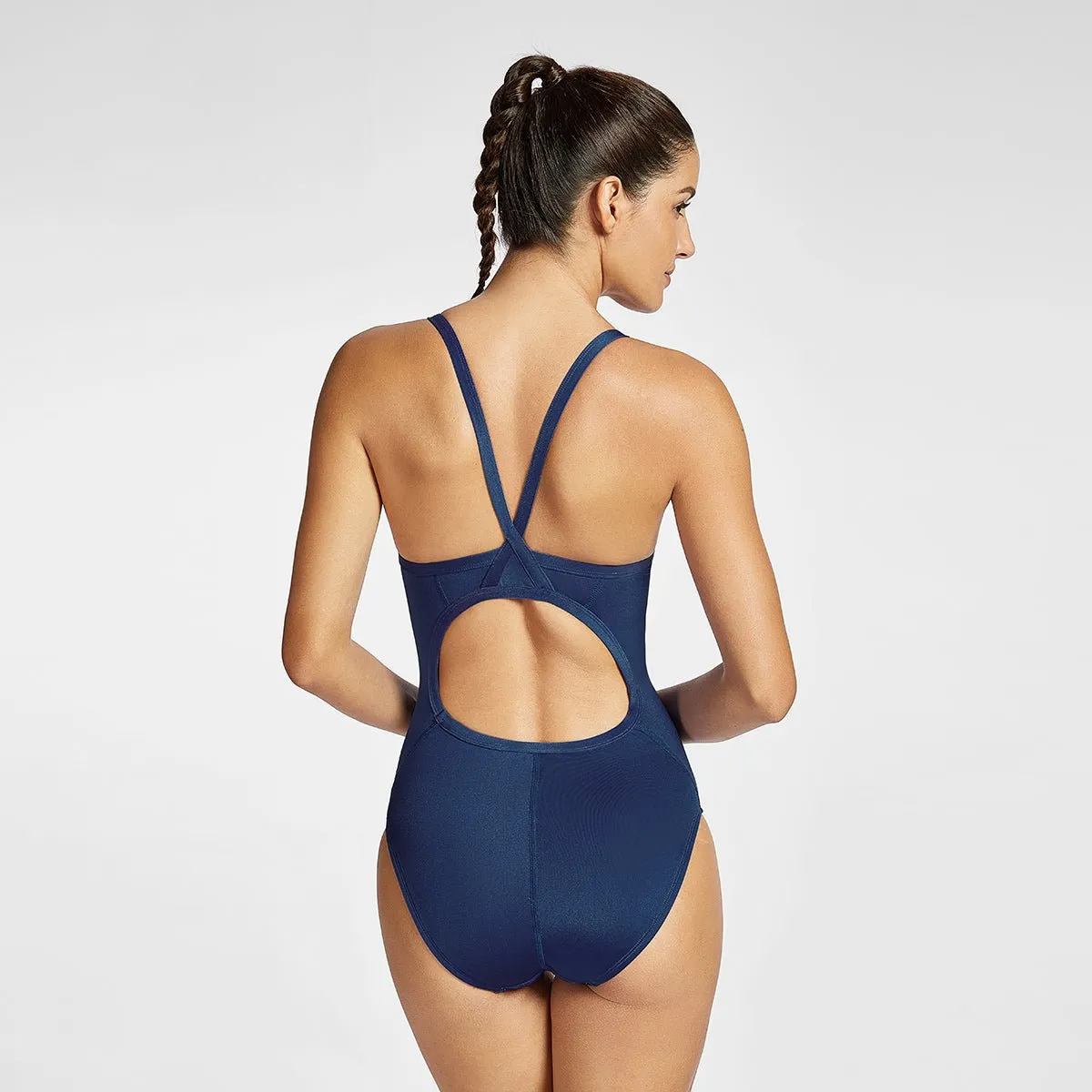 Sleek Solid Elite Training Sport Athletic Navy One Piece Swimsuit