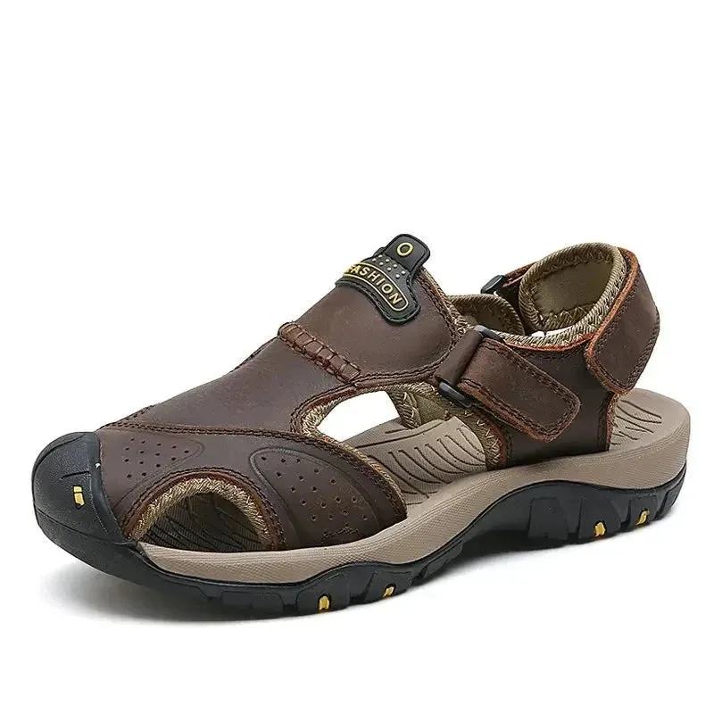 Summer Men's Shoes Outdoor Casual Shoes Sandals Genuine Leather Non-slip Sneakers Hihg Quality Men Beach Sandals v3