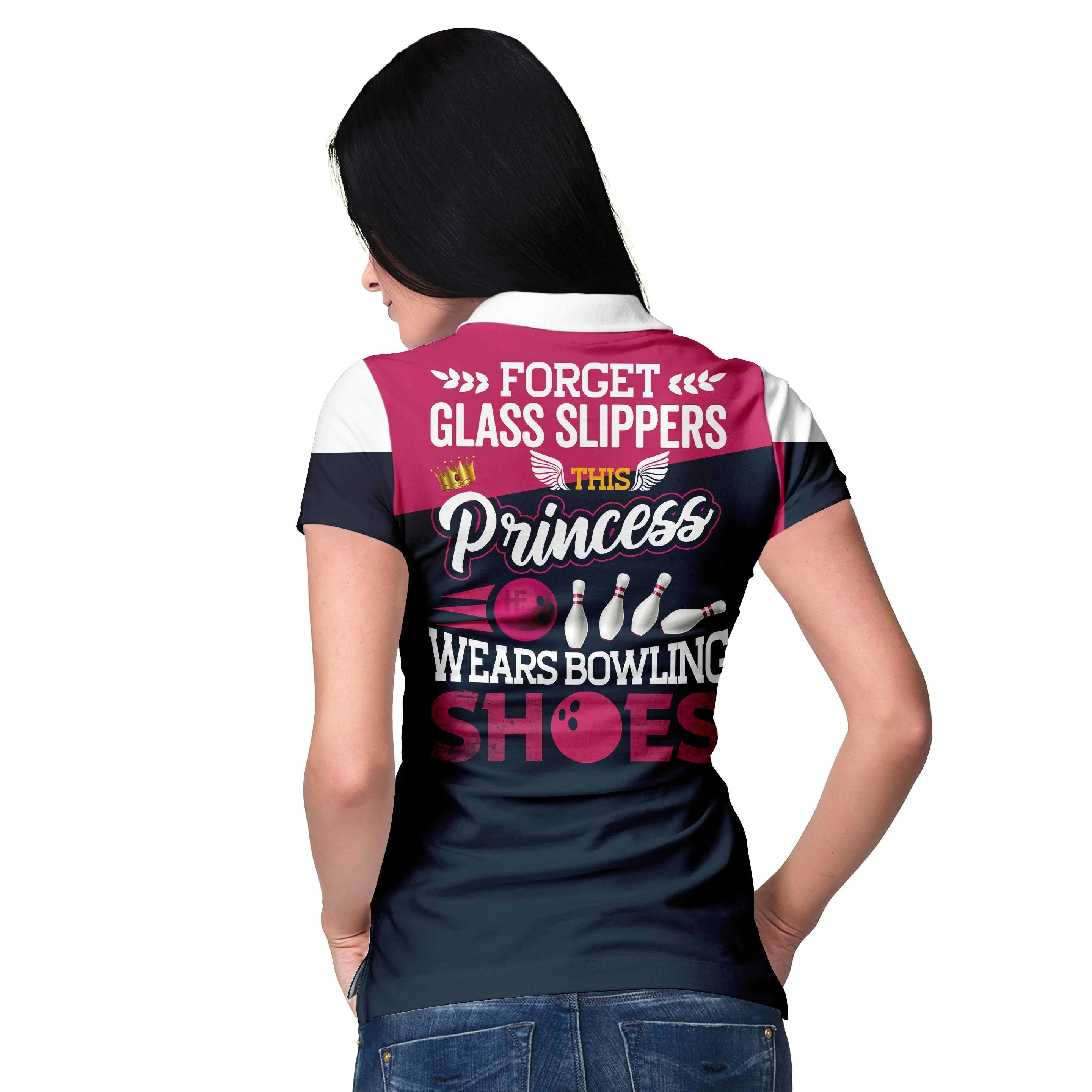 This Princess Wears Bowling Shoes Womens Bowling Shirt, Short Sleeve Women Polo Shirt Coolspod