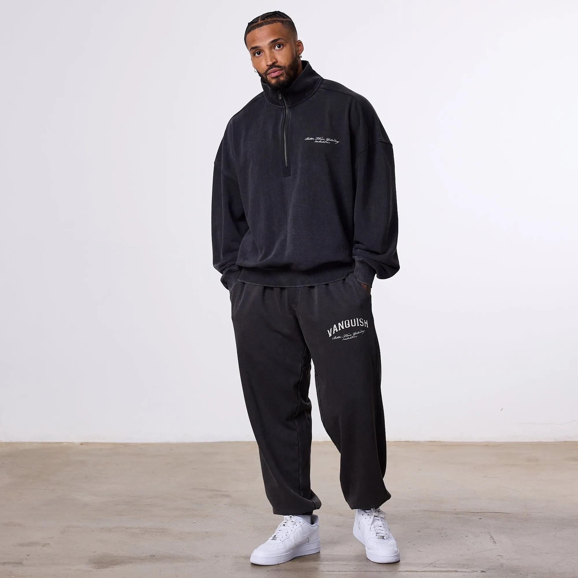 Vanquish Better Than Yesterday Washed Black Oversized Sweatpants