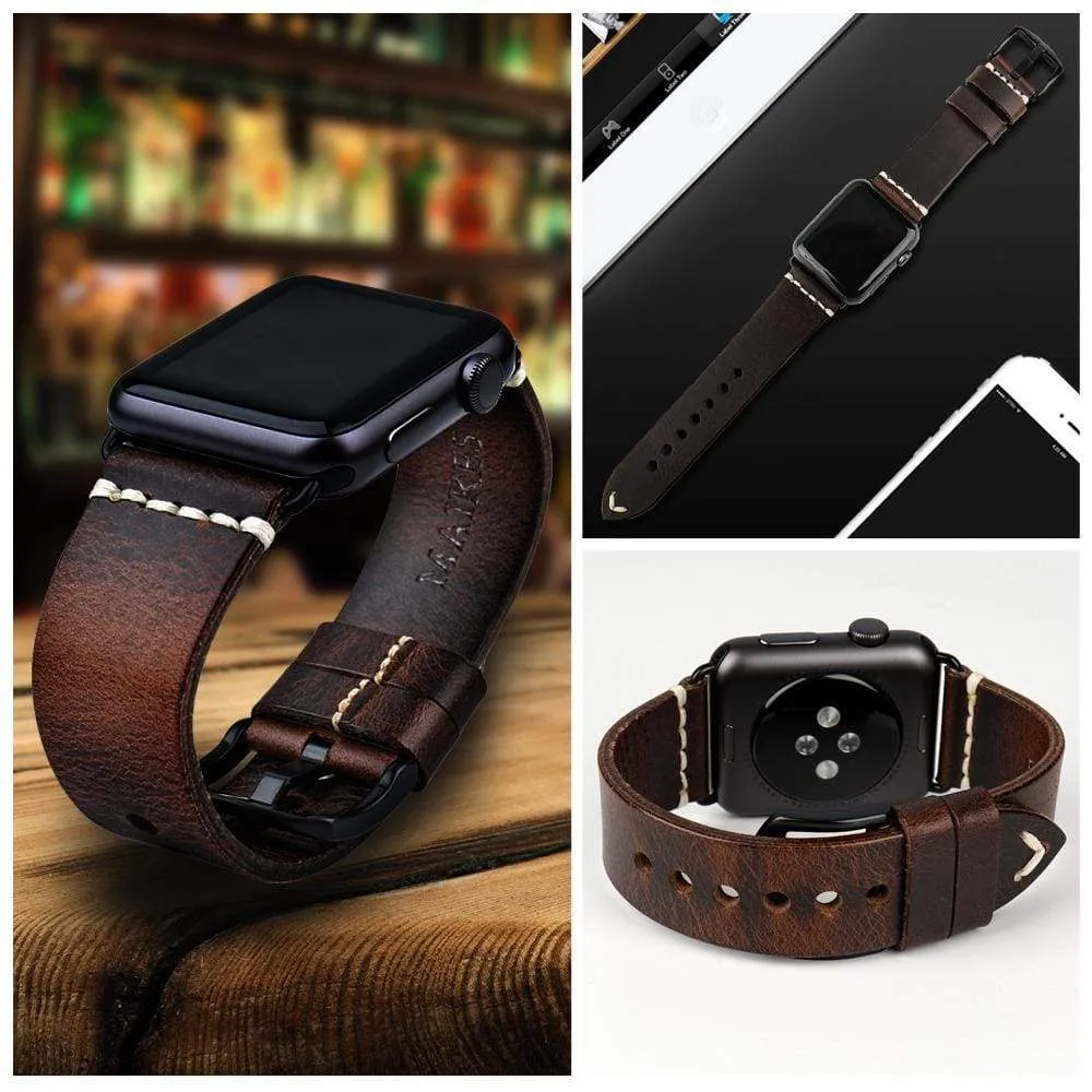 Vintage Greased Leather Fashion Bracelet Watchband Series