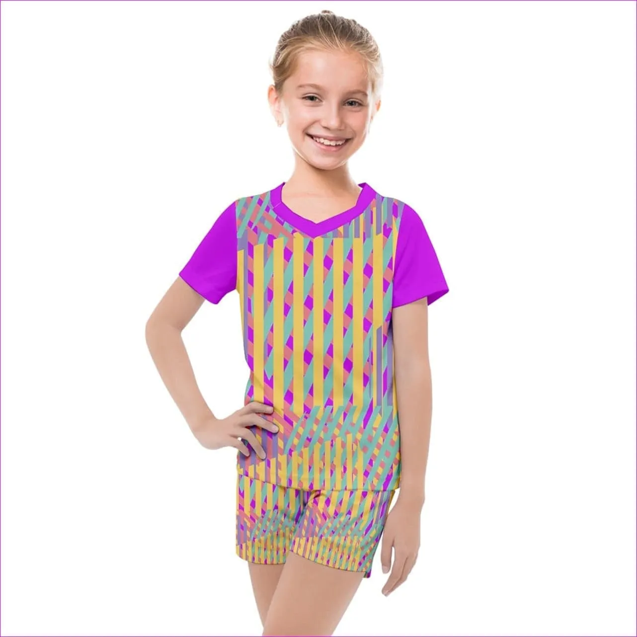 Vivid Weaved Kids Mesh Tee and Short Set