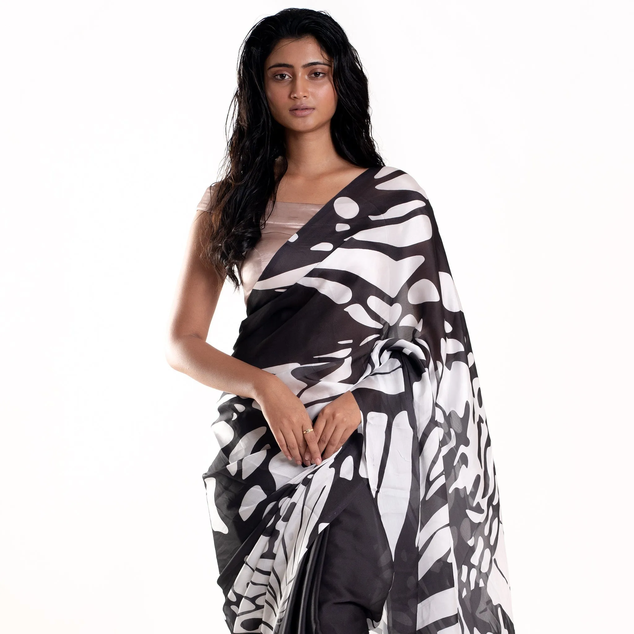 Women Birdwing Digital Printed Satin Georgette Saree