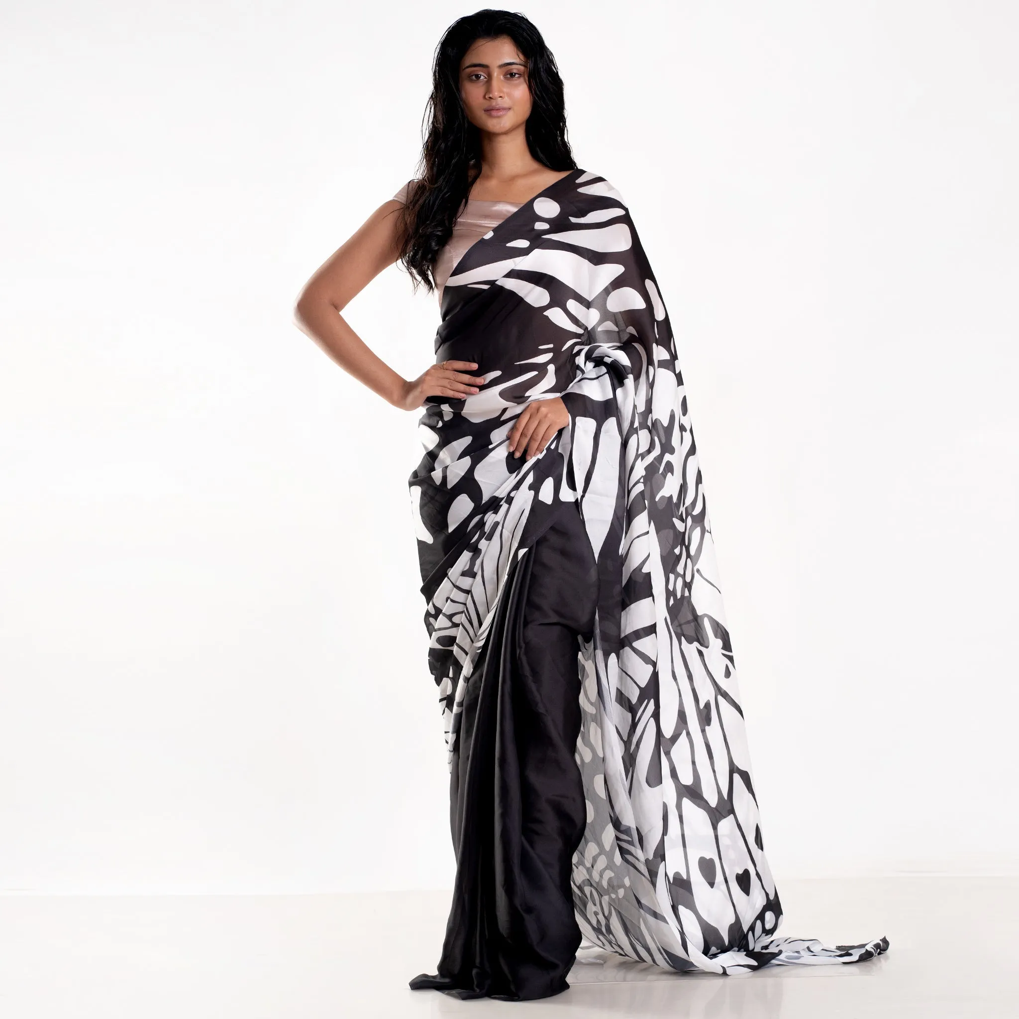 Women Birdwing Digital Printed Satin Georgette Saree