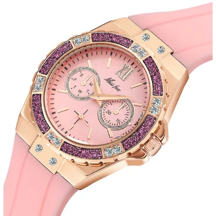 Women Elegant Diamond Decorated Chronograph Wrist Watches