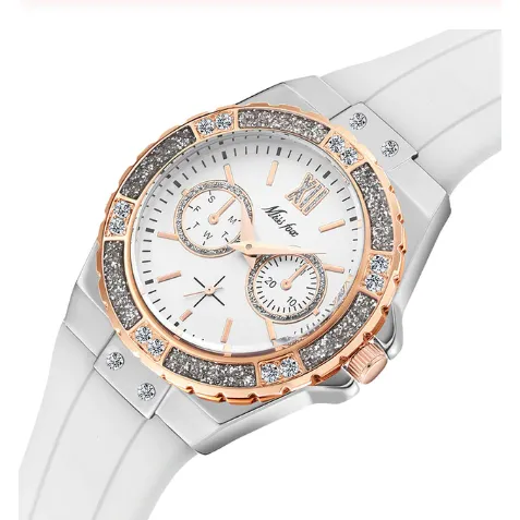 Women Elegant Diamond Decorated Chronograph Wrist Watches