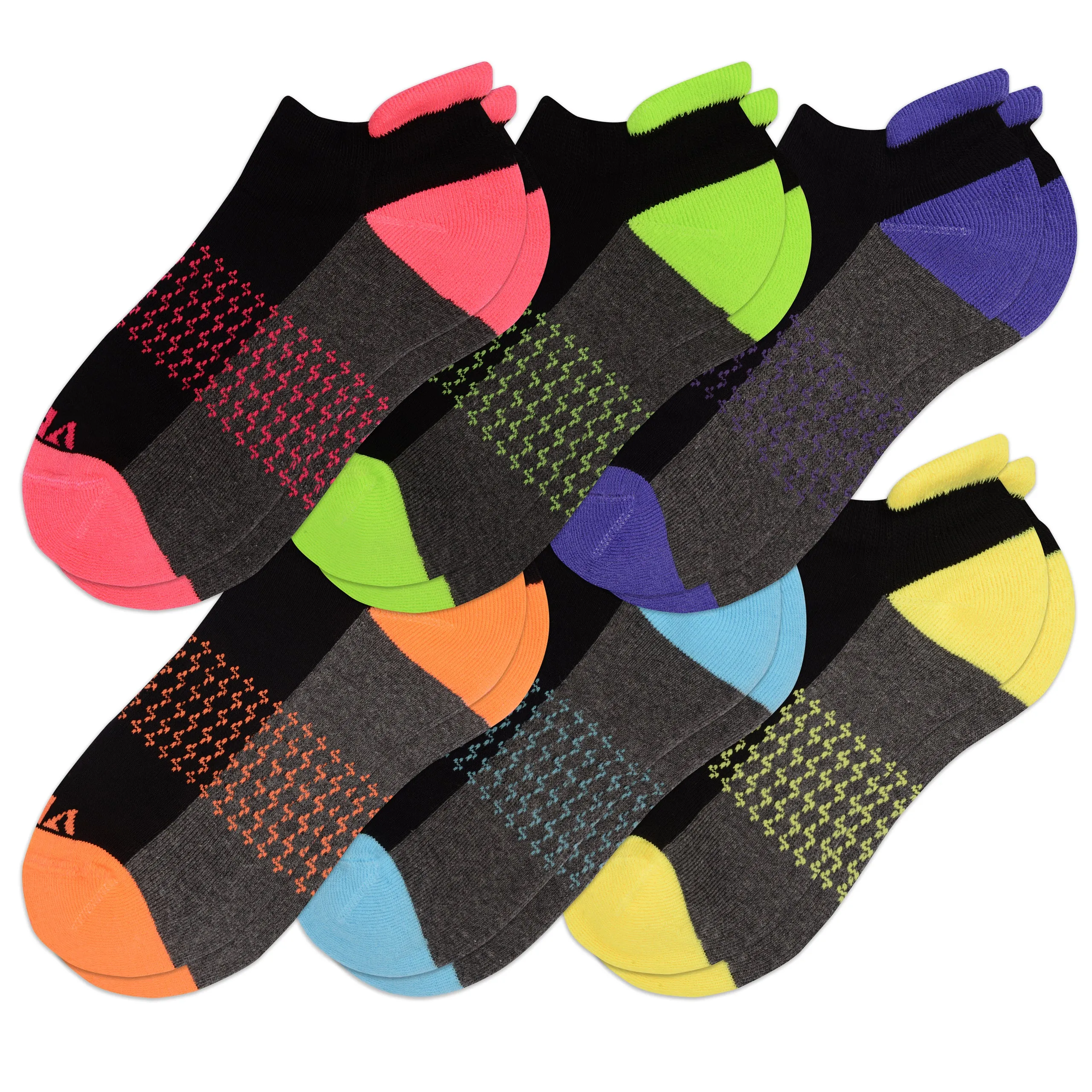 Women's Bamboo Running Socks | Lightning Design | Low-cut Ankle Length | 6 Pack