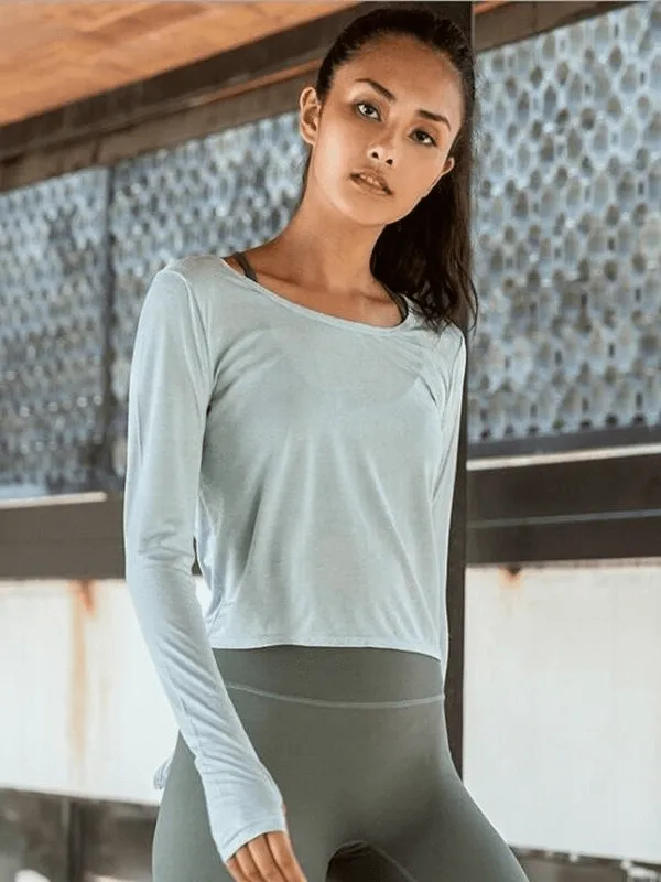 Women's Long Sleeves Open Back Sports Yoga Tops - SF0130