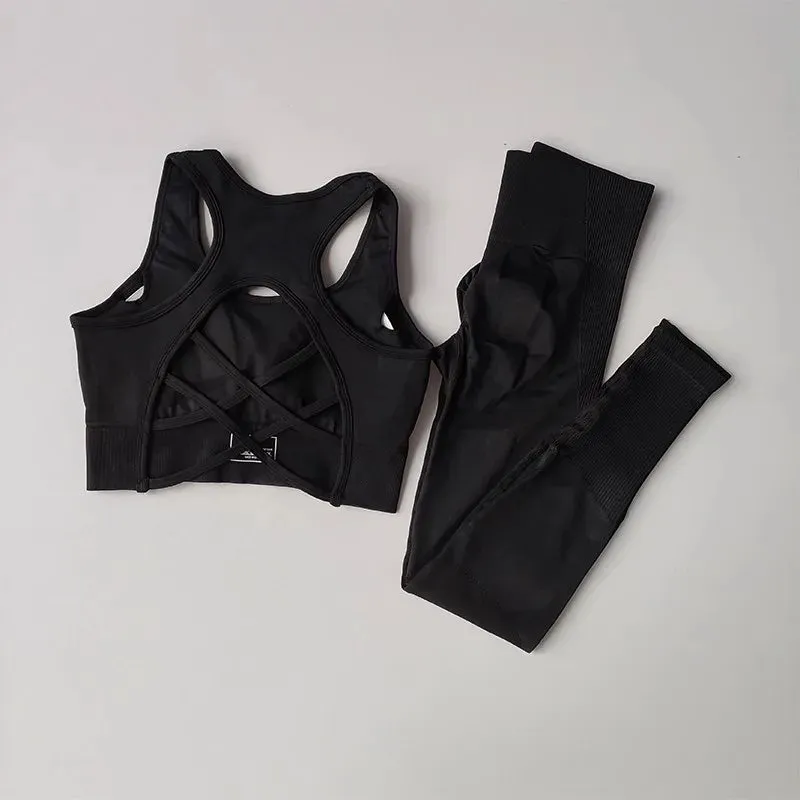 Women's tracksuit Fitness Suit Yoga Sets Sportswear Workout Sports Bra High Waist Leggings Gym Clothing Seamless Sports Suits